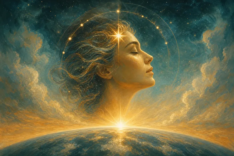 Gesicht und aufgehender Stern am Horizont – Aszendent