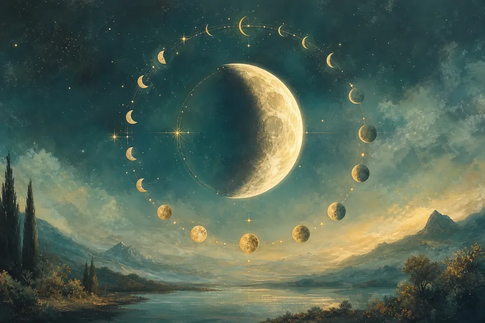 Leuchtender Mond und Sternenbahn – Monatshoroskop