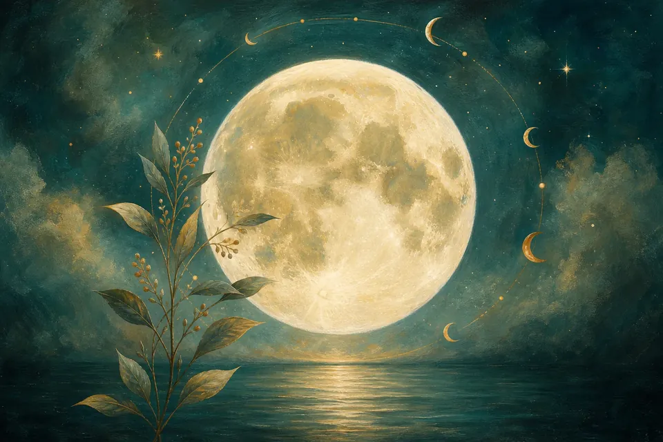 Heller Mond über stillem Wasser – Mondkalender