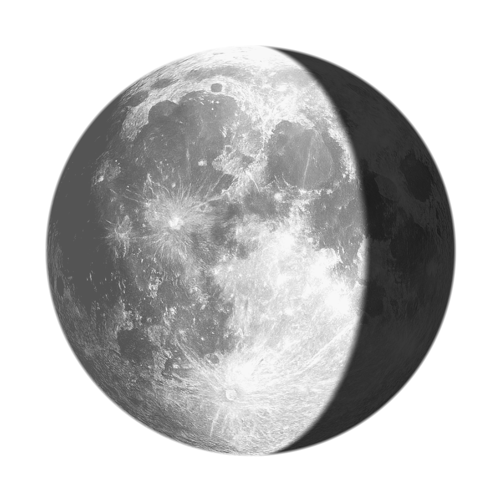 Abnehmender Dreiviertelmond – Mondphasen-Illustration