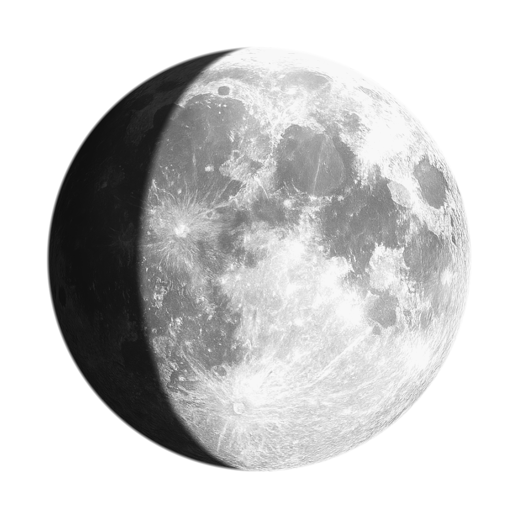 Zunehmender Dreiviertelmond – Mondphasen-Illustration