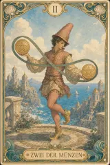 Tarotkarte Zwei der Münzen