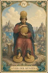 Tarotkarte Vier der Münzen