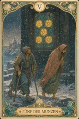 Tarotkarte Fünf der Münzen