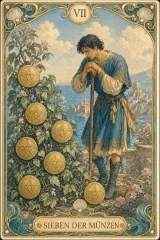 Tarotkarte Sieben der Münzen