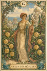 Tarotkarte Neun der Münzen