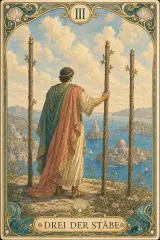 Tarotkarte Drei der Stäbe