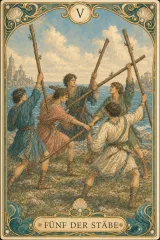 Tarotkarte Fünf der Stäbe