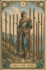 Tarotkarte Neun der Stäbe