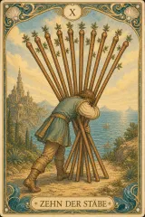 Tarotkarte Zehn der Stäbe