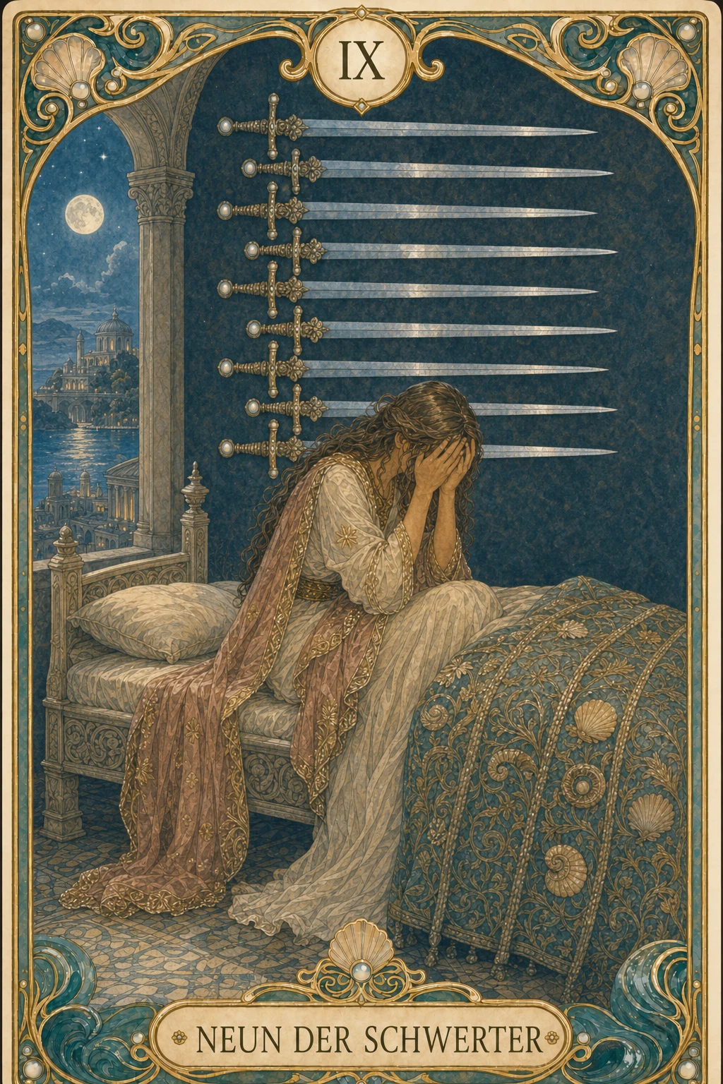Astrolantis-Tarotkarte Neun der Schwerter