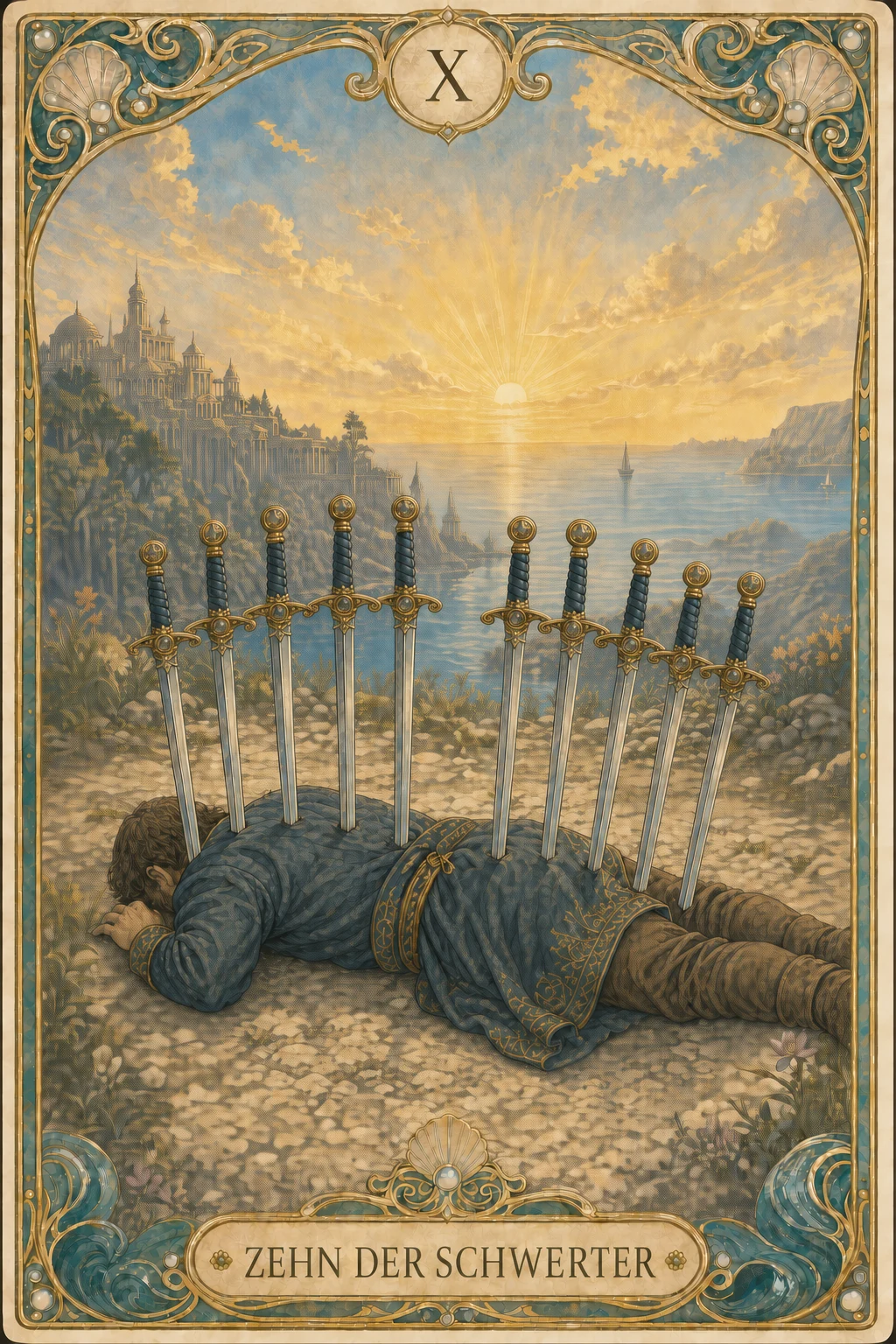 Astrolantis-Tarotkarte Zehn der Schwerter