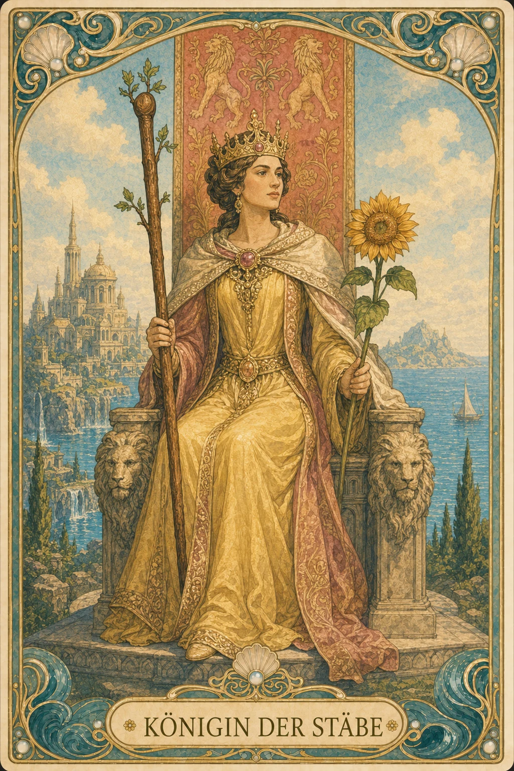 Astrolantis-Tarotkarte Königin der Stäbe