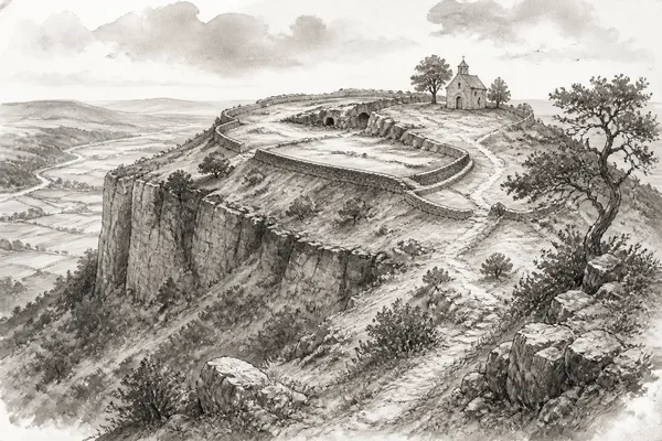 Schwarz-weiße Illustration: Staffelberg